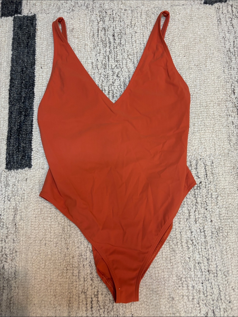Toteme Rust Red V‑Neck One‑Piece Swimsuit